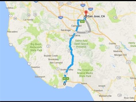 San Jose to Santa Cruz, CA .